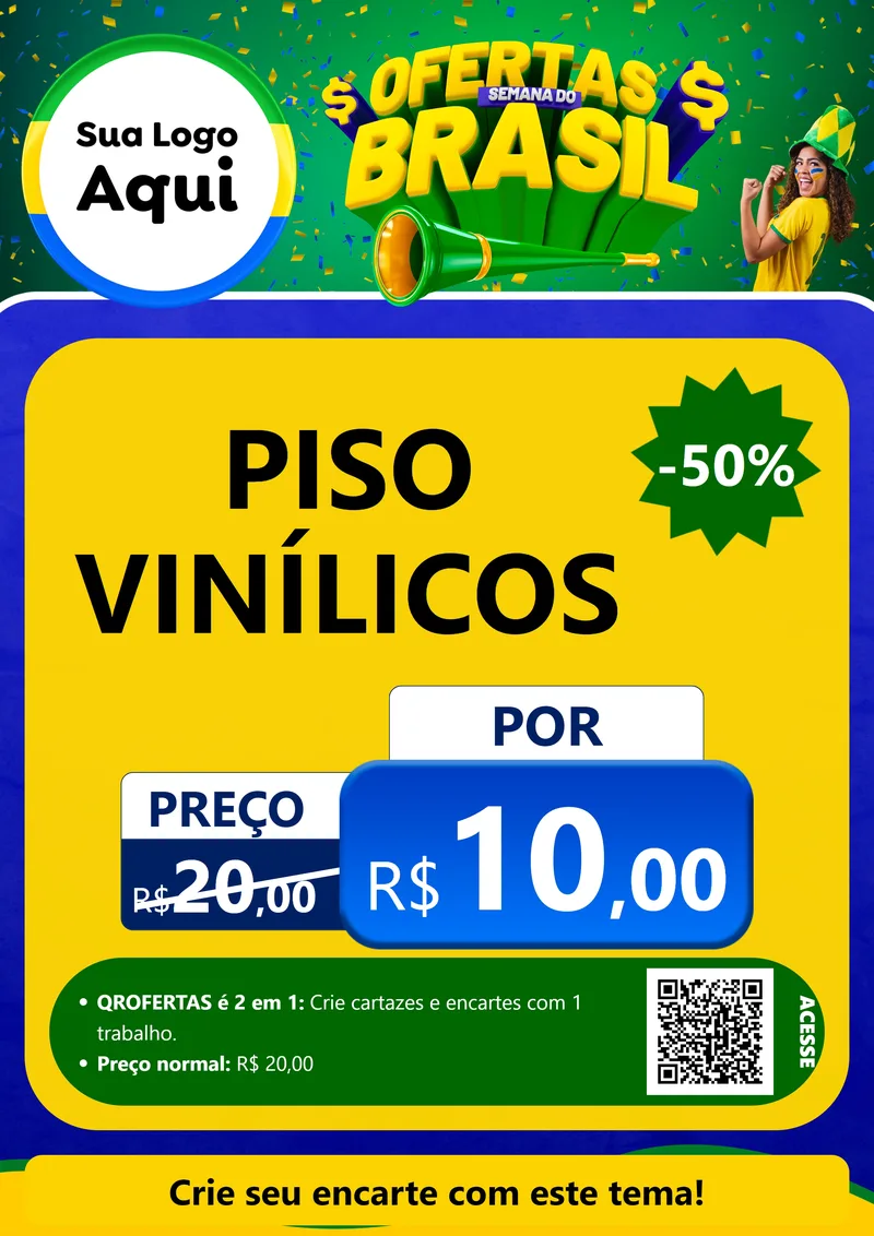 Modelo de Cartaz para Cartaz A4 Vertical com o tema Ofertas Semana do Brasil para Material para Construção
