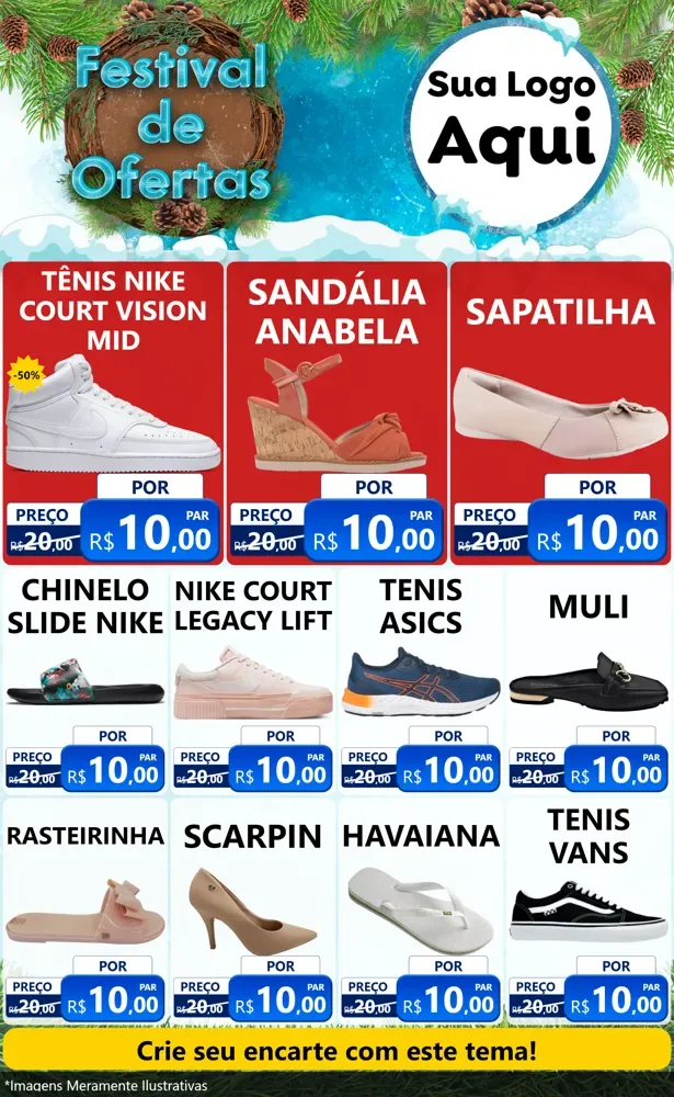 Modelo de Encarte para Encarte Grande com o tema Festival de Ofertas - Inverno para Calçados