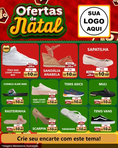 Modelo de Rede Social para Feed Instagram com o tema Ofertas de Natal para Calçados