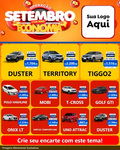 Modelo de Rede Social para Feed Instagram com o tema Operação Setembro Com Muita Economia para Concessionaria de Carros
