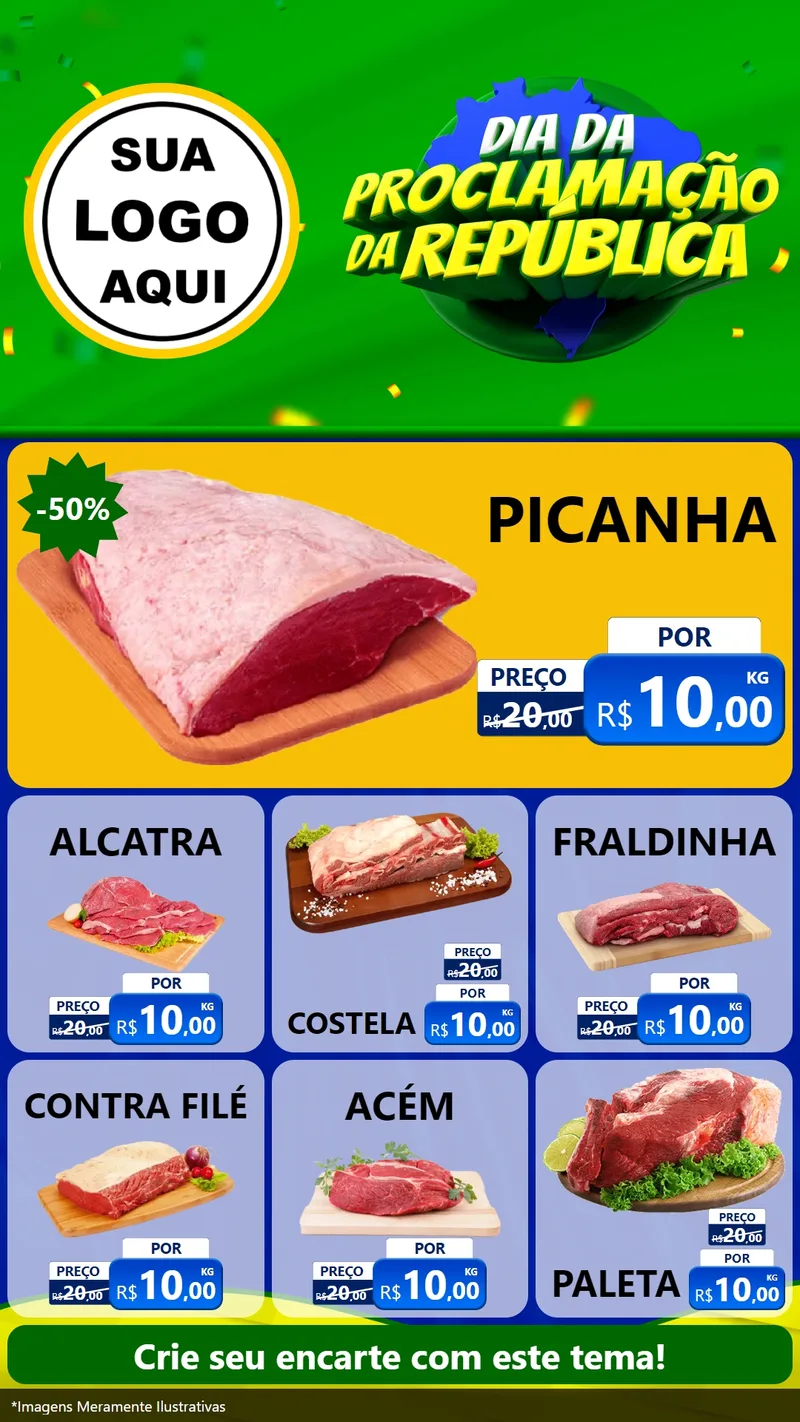 Modelo de Rede Social para Stories com o tema Dia Da Proclamação Da República para Açougue
