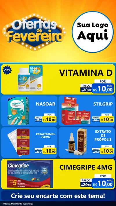 Modelo de TV para TV Vertical com o tema Ofertas de Fevereiro para Farmácia