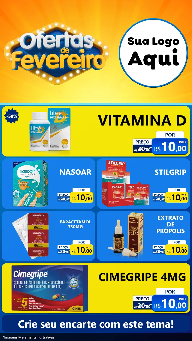 Modelo de TV para TV Vertical com o tema Ofertas de Fevereiro para Farmácia