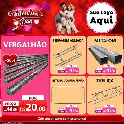 Modelo de Rede Social para Feed Facebook com o tema Valentine's Day para Ferragens