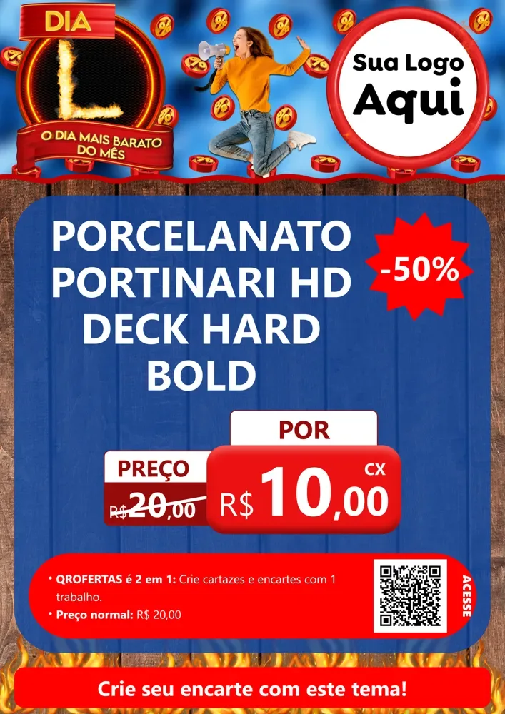 Modelo de Cartaz para Cartaz A4 Vertical com o tema Dia L - O Dia Mais Barato Do Mês para Pisos e revestimentos
