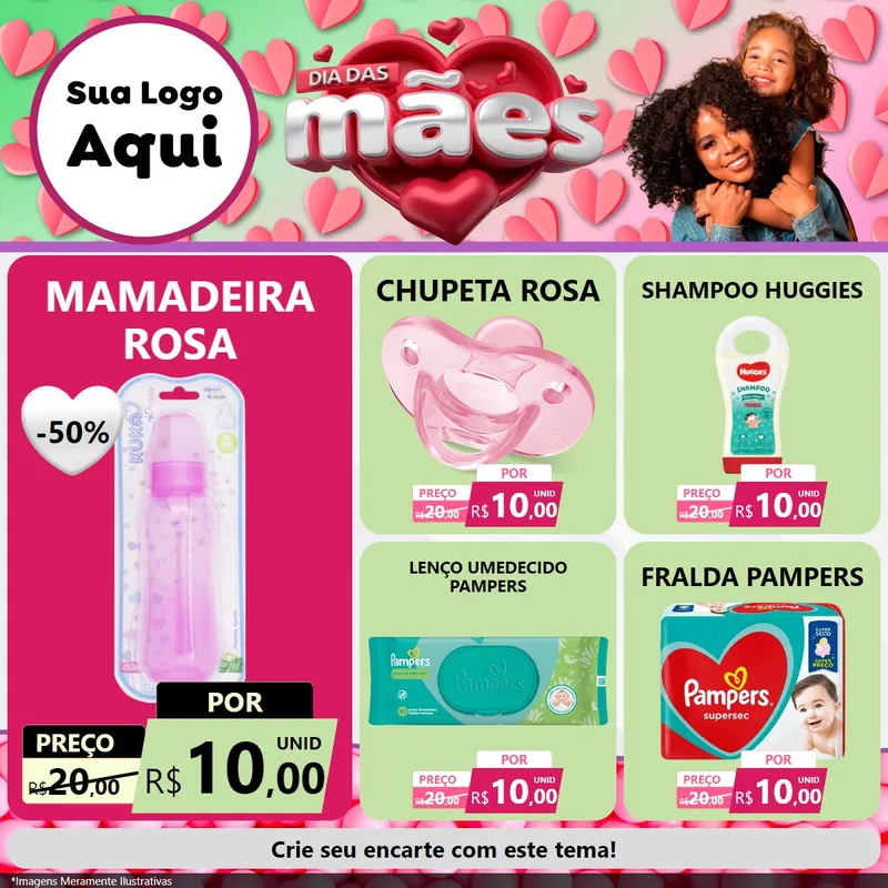 Modelo de Rede Social para Feed Facebook com o tema Dia das Mães para Bebês