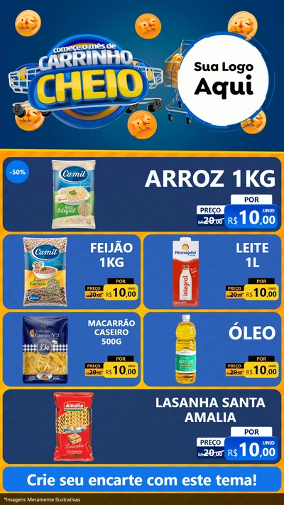 Modelo de TV para TV Vertical com o tema Comece O Mês de Carrinho Cheio para Supermercado