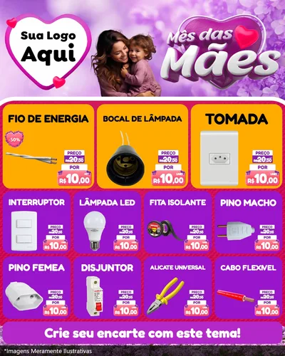 Modelo de Rede Social para Feed Instagram com o tema Mês das Mães para Materiais Elétricos