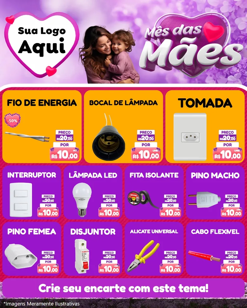Modelo de Rede Social para Feed Instagram com o tema Mês das Mães para Materiais Elétricos