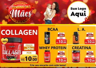 Modelo de Encarte para Encarte A4 Horizontal com o tema Semana das Mães para Suplementos alimentares