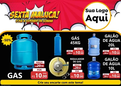 Modelo de Encarte para Encarte A4 Horizontal com o tema Sexta Maluca! para Água e gás