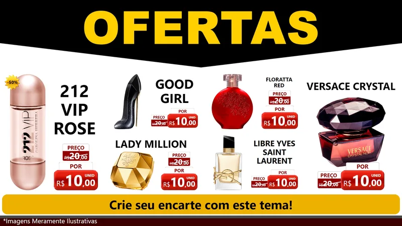 Modelo de TV para TV Horizontal com o tema Ofertas Preto e Vermelho Cartaz para Perfumes