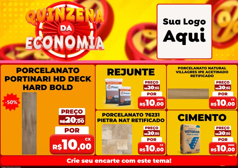 Modelo de Encarte para Encarte A4 Horizontal com o tema Quinzena Da Economia para Pisos e revestimentos