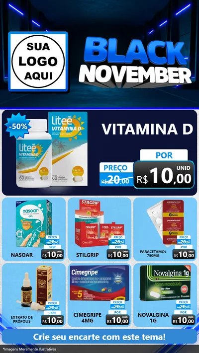 Modelo de Rede Social para Stories com o tema Black November para Farmácia