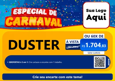 Modelo de Cartaz para Cartaz A4 Horizontal com o tema Especial de Carnaval para Concessionaria de Carros
