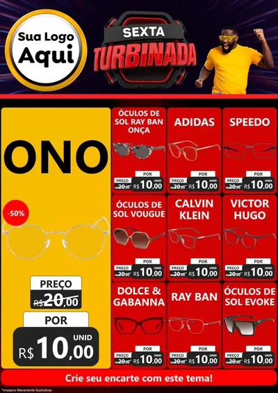 Modelo de Encarte para Encarte A4 Vertical com o tema Sexta Turbinada para Óticas