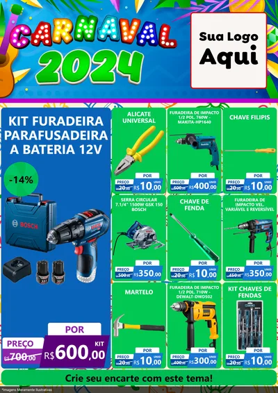 Modelo de Encarte para Encarte A4 Vertical com o tema Carnaval 2027 para Maquinas e Ferramentas