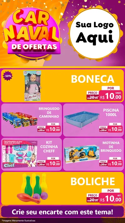 Modelo de TV para TV Vertical com o tema Carnaval de Ofertas para Brinquedos