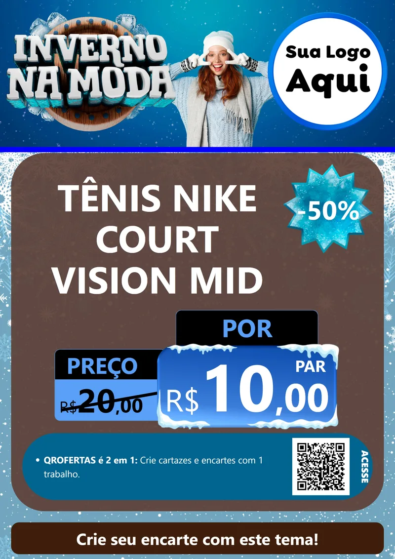 Modelo de Cartaz para Cartaz A4 Vertical com o tema Inverno na Moda para Calçados