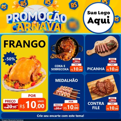 Modelo de Rede Social para Feed Facebook com o tema Promoção de Carnaval para Assados