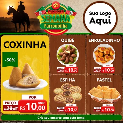 Modelo de Rede Social para Feed Facebook com o tema Especial Semana Farroupilha para Salgadaria
