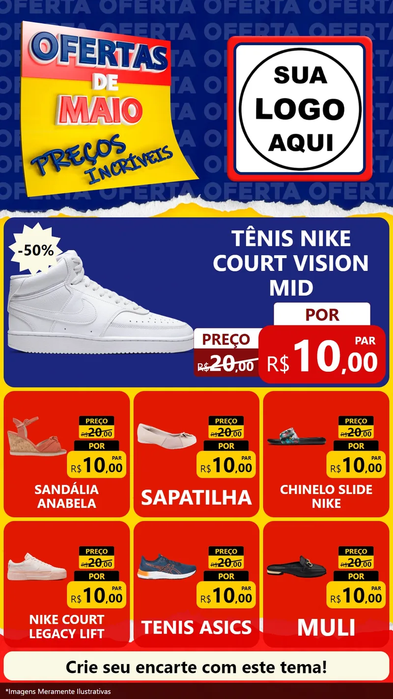 Modelo de Rede Social para Stories com o tema Ofertas de Maio - Preços Incríveis para Calçados
