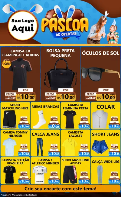 Modelo de Encarte para Encarte Grande com o tema Páscoa de Ofertas para Roupas e acessórios