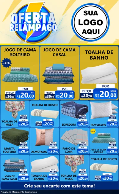 Modelo de Encarte para Encarte Grande com o tema Oferta Relâmpago para Cama, Mesa e Banho
