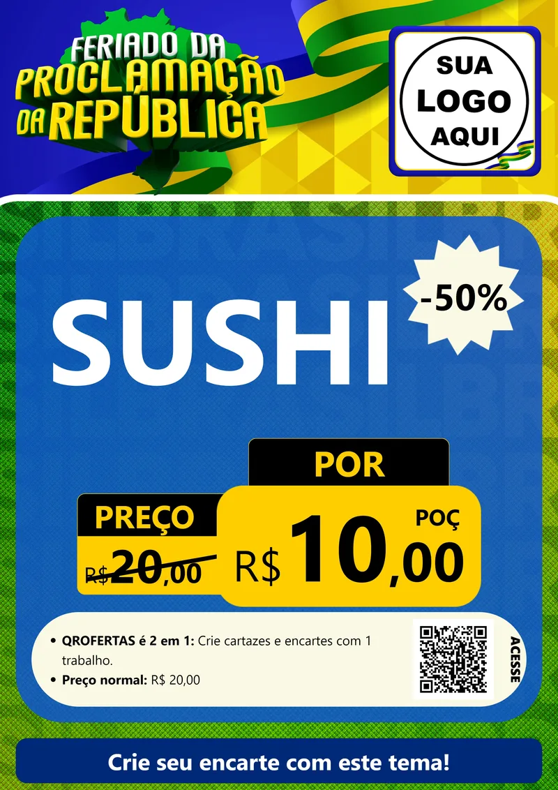 Modelo de Cartaz para Cartaz A4 Vertical com o tema Feriado da Proclamação da República para Comida japonesa