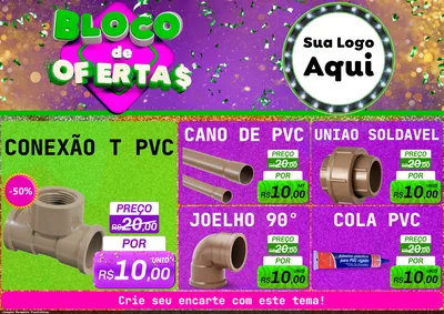 Modelo de Encarte para Encarte A4 Horizontal com o tema Bloco de Ofertas para Tubos e conexões
