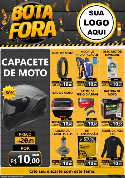 Modelo de Encarte para Encarte A4 Vertical com o tema Bota Fora para Moto peças