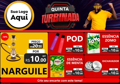 Modelo de Encarte para Encarte A4 Horizontal com o tema Quinta Turbinada para Tabacaria