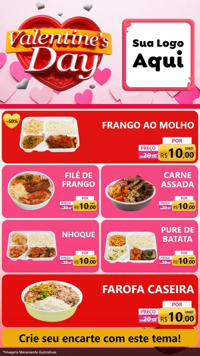 Modelo de TV para TV Vertical com o tema Valentine's Day para Restaurante