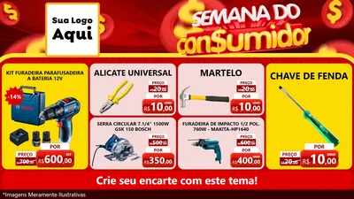 Modelo de TV para TV Horizontal com o tema Semana do Consumidor para Maquinas e Ferramentas