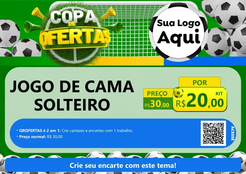 Modelo de Cartaz para Cartaz A4 Horizontal com o tema Copa De Ofertas para Cama, Mesa e Banho