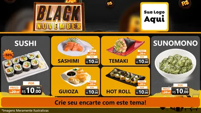 Modelo de TV para TV Horizontal com o tema Black November para Comida japonesa