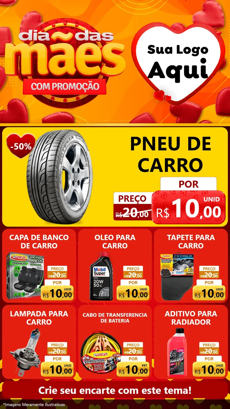 Modelo de Rede Social para Stories com o tema Dia das Mães com Promoção para Auto peças
