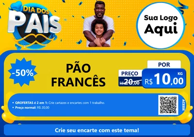 Modelo de Cartaz para Cartaz A4 Horizontal com o tema Dia dos Pais para Padaria