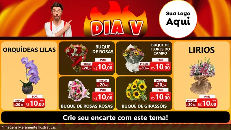 Modelo de TV para TV Horizontal com o tema Dia V para Floricultura e jardim