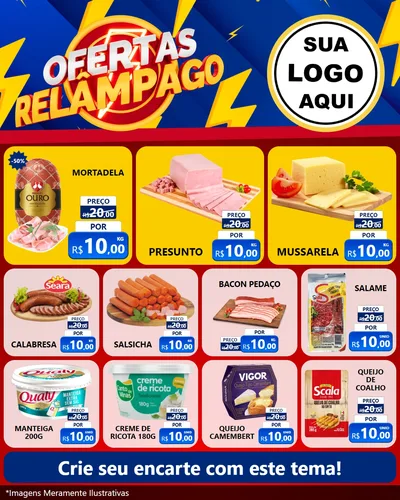 Modelo de Rede Social para Feed Instagram com o tema Ofertas Relâmpago para Frios e Laticínios