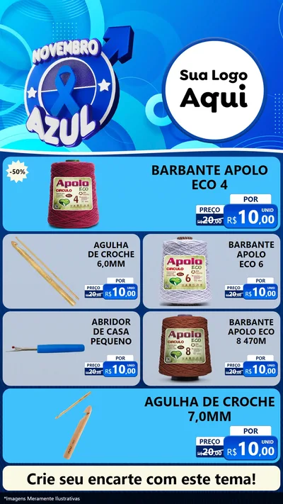 Modelo de TV para TV Vertical com o tema Novembro Azul para Armarinho e Aviamentos