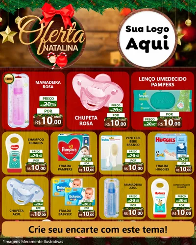 Modelo de Rede Social para Feed Instagram com o tema Ofertas Natalina para Bebês