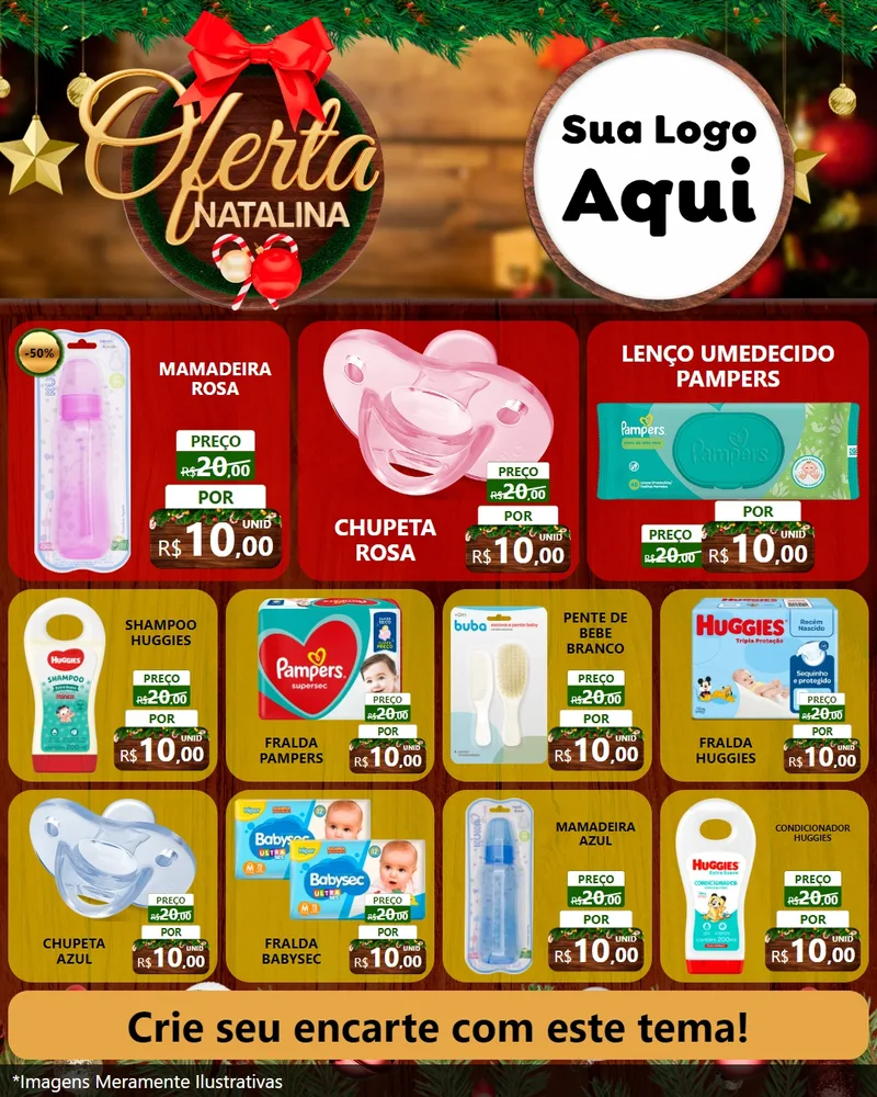 Modelo de Rede Social para Feed Instagram com o tema Ofertas Natalina para Bebês
