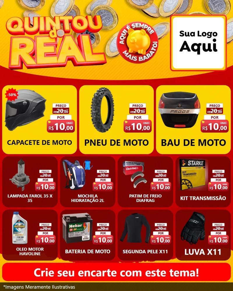Modelo de Rede Social para Feed Instagram com o tema Quintou do Real para Moto peças