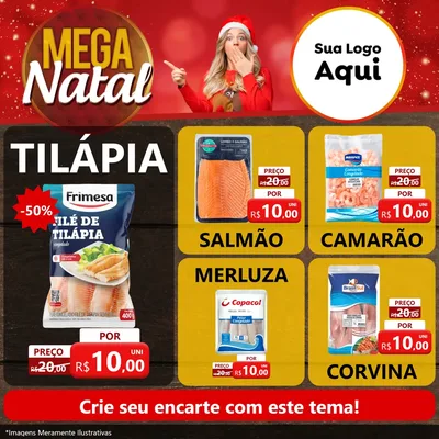 Modelo de Rede Social para Feed Facebook com o tema Mega Natal para Peixaria