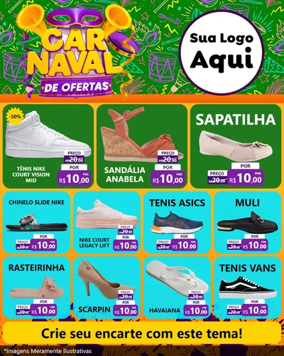 Modelo de Rede Social para Feed Instagram com o tema Carnaval de Ofertas para Calçados