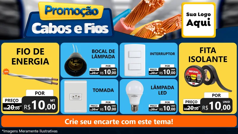 Modelo de TV para TV Horizontal com o tema Promoção Cabos e Fios - Construção / Elétrica para Materiais Elétricos