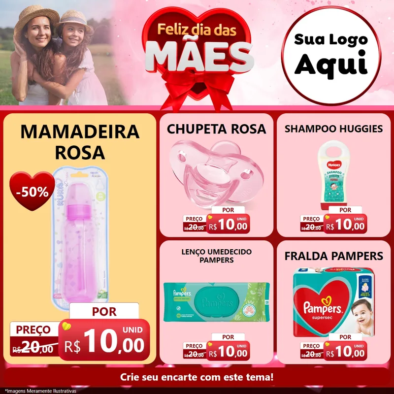 Modelo de Rede Social para Feed Facebook com o tema Feliz Dia Das Mães para Bebês