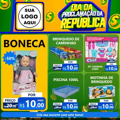 Modelo de Rede Social para Feed Facebook com o tema Dia Da Proclamação da República para Brinquedos