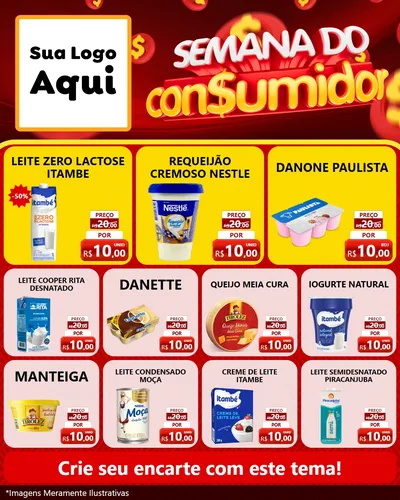 Modelo de Rede Social para Feed Instagram com o tema Semana do Consumidor para Frios e Laticínios
